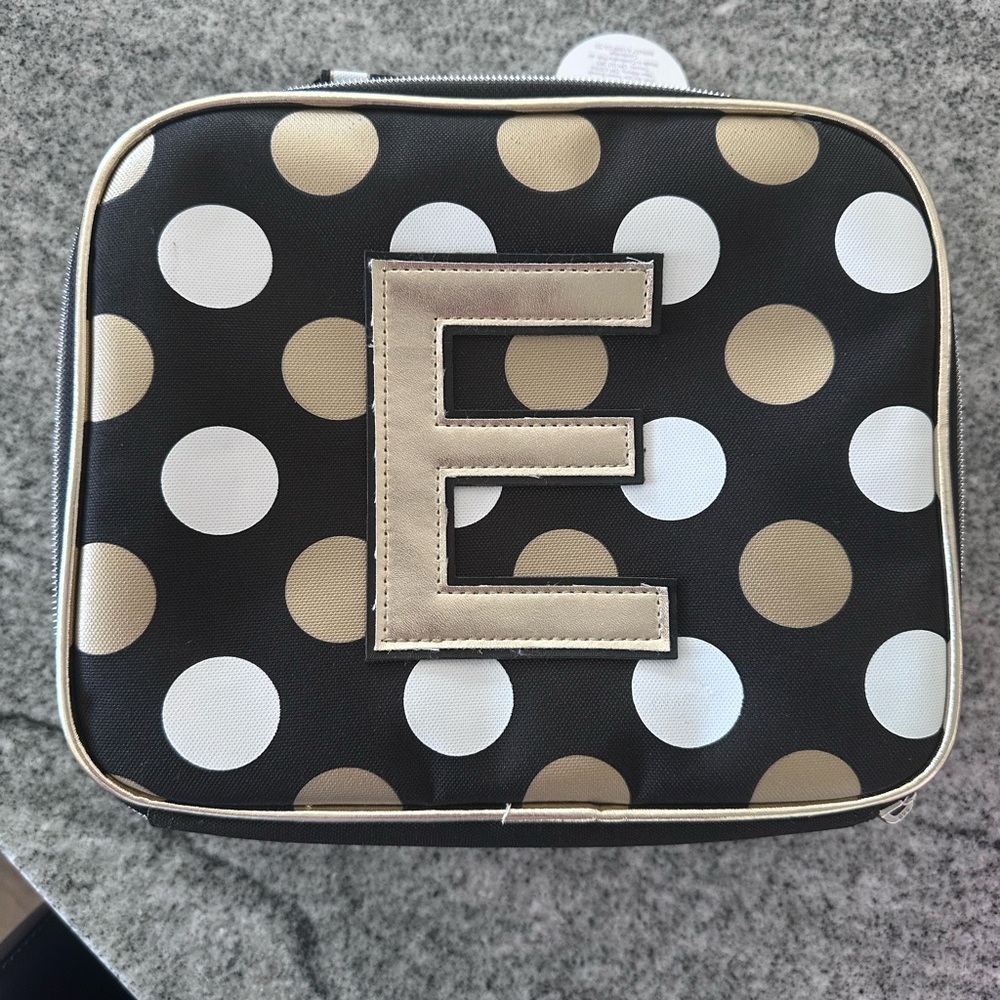 NWT Polka Dot lunch box bag with Initial E